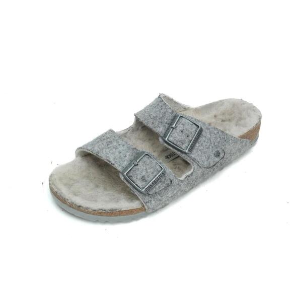 Birkenstock Arizona Sandals Shoes Happy Lamb Grey Felt Lamb Wool 39 / 8 - Picture 1 of 16